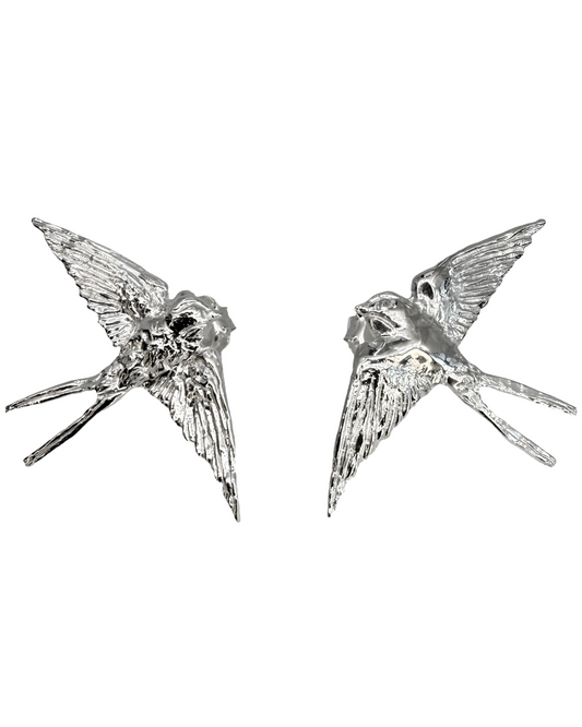 Swallow Stud Earrings in Sterling Silver · Fine Jewellery · Nounou Studio
