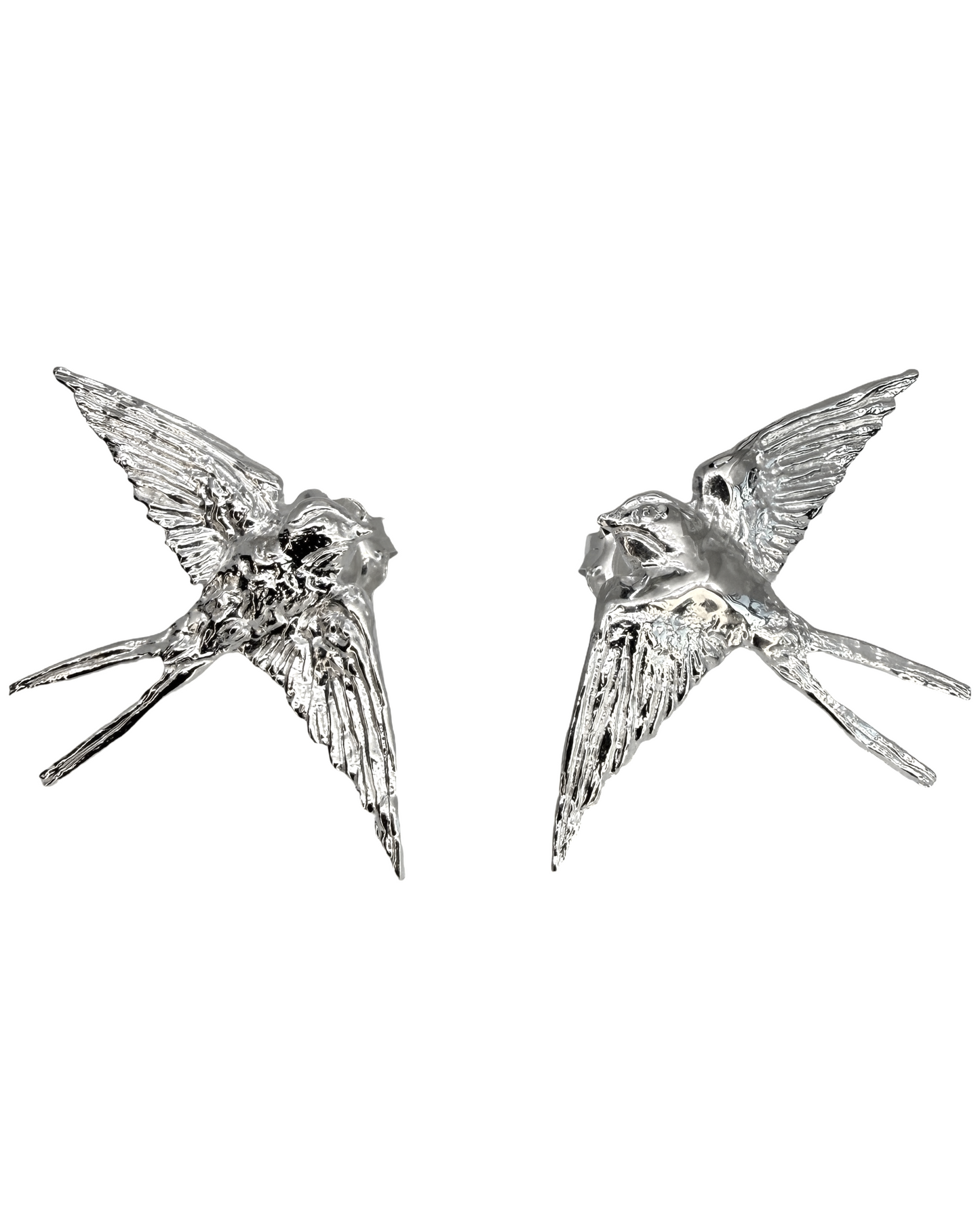 Swallow Stud Earrings in Sterling Silver · Fine Jewellery · Nounou Studio