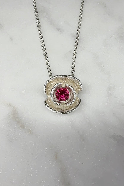 Poppy Flower Pendant made in solid silver with a Gourmet Chain