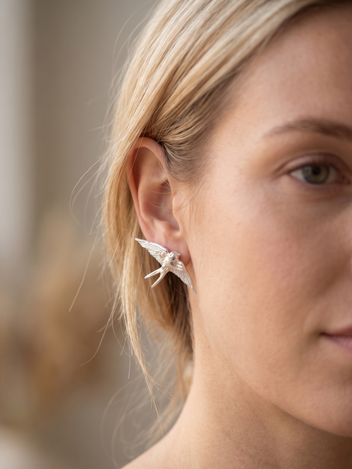 Swallow Stud Earrings in Sterling Silver · Fine Jewellery · Nounou Studio