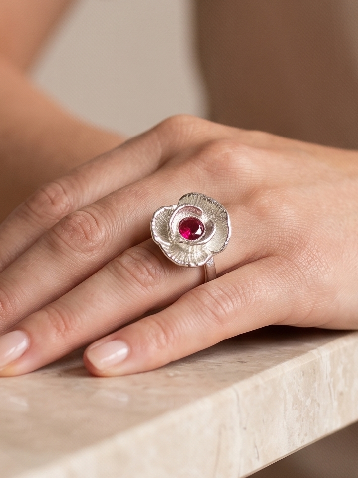 Poppy Flower Ring  · Fine Jewellery · Nounou Studio